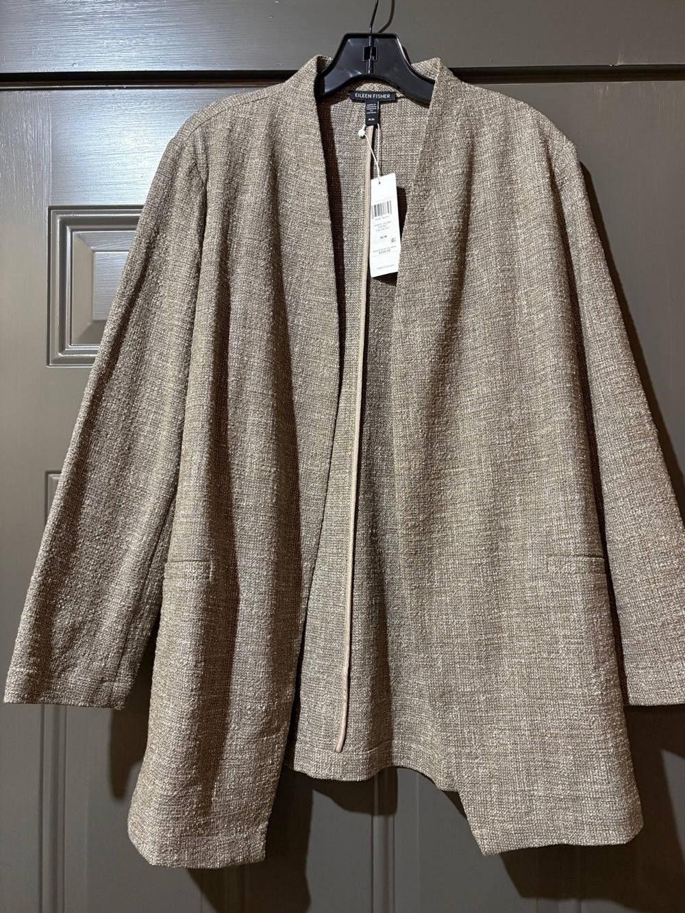 Eileen Fisher Driftwood Open-Front Bouclé Jacket
